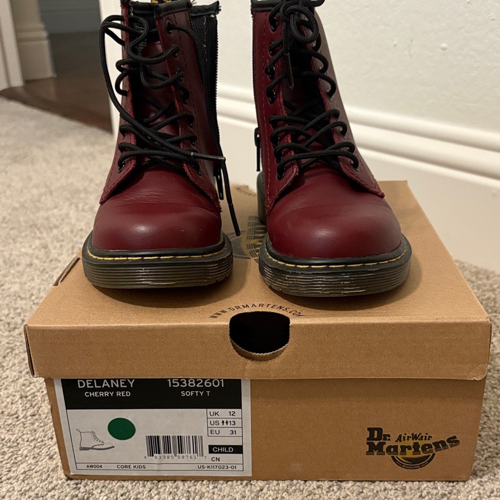 Dr. Martens Burgundy Delaney Boots
